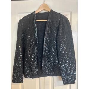Vintage 80s All Black Sequined Formal Jacket